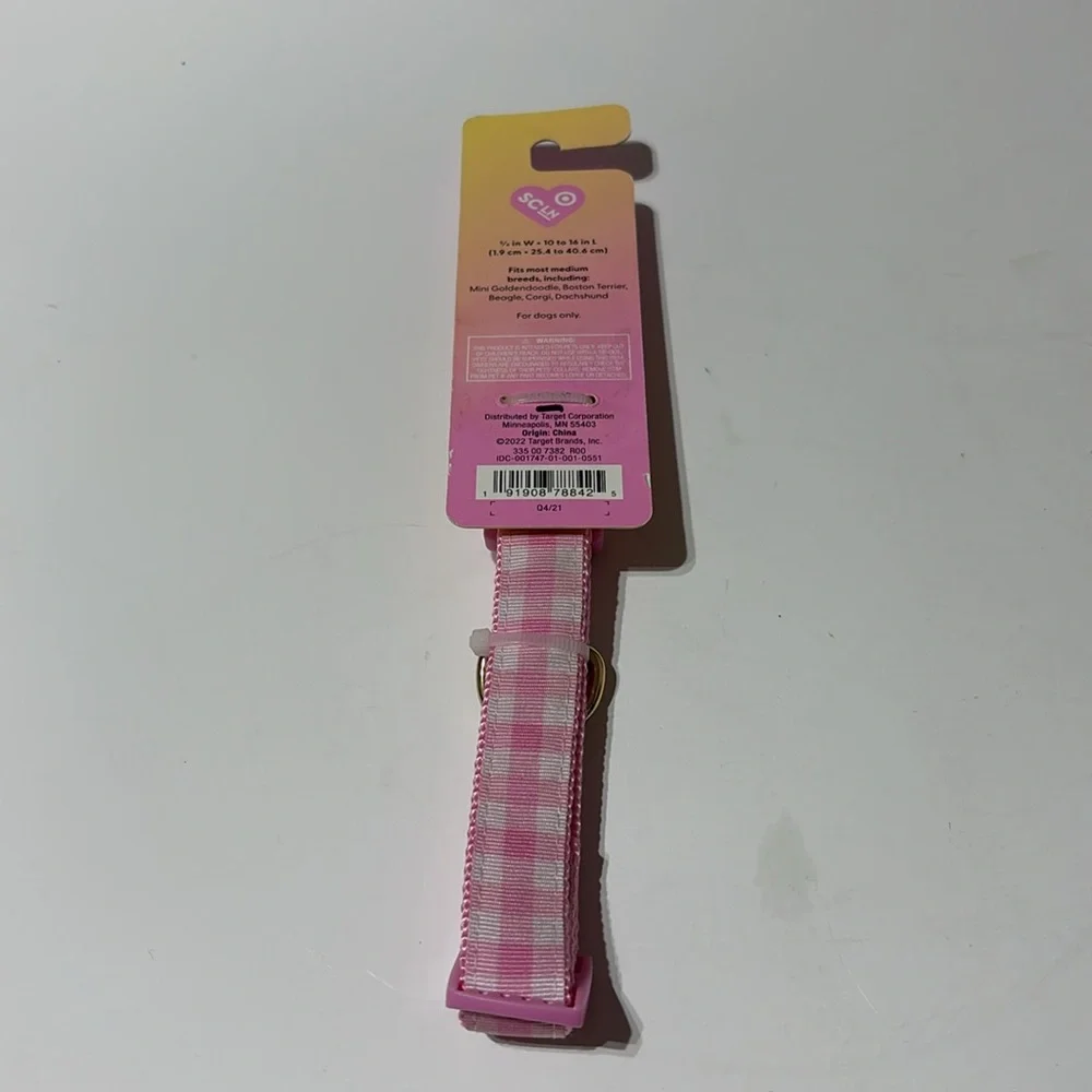 Stoney Clover Lane LIMITED EDITION Medium Pink Gingham Dog Collar